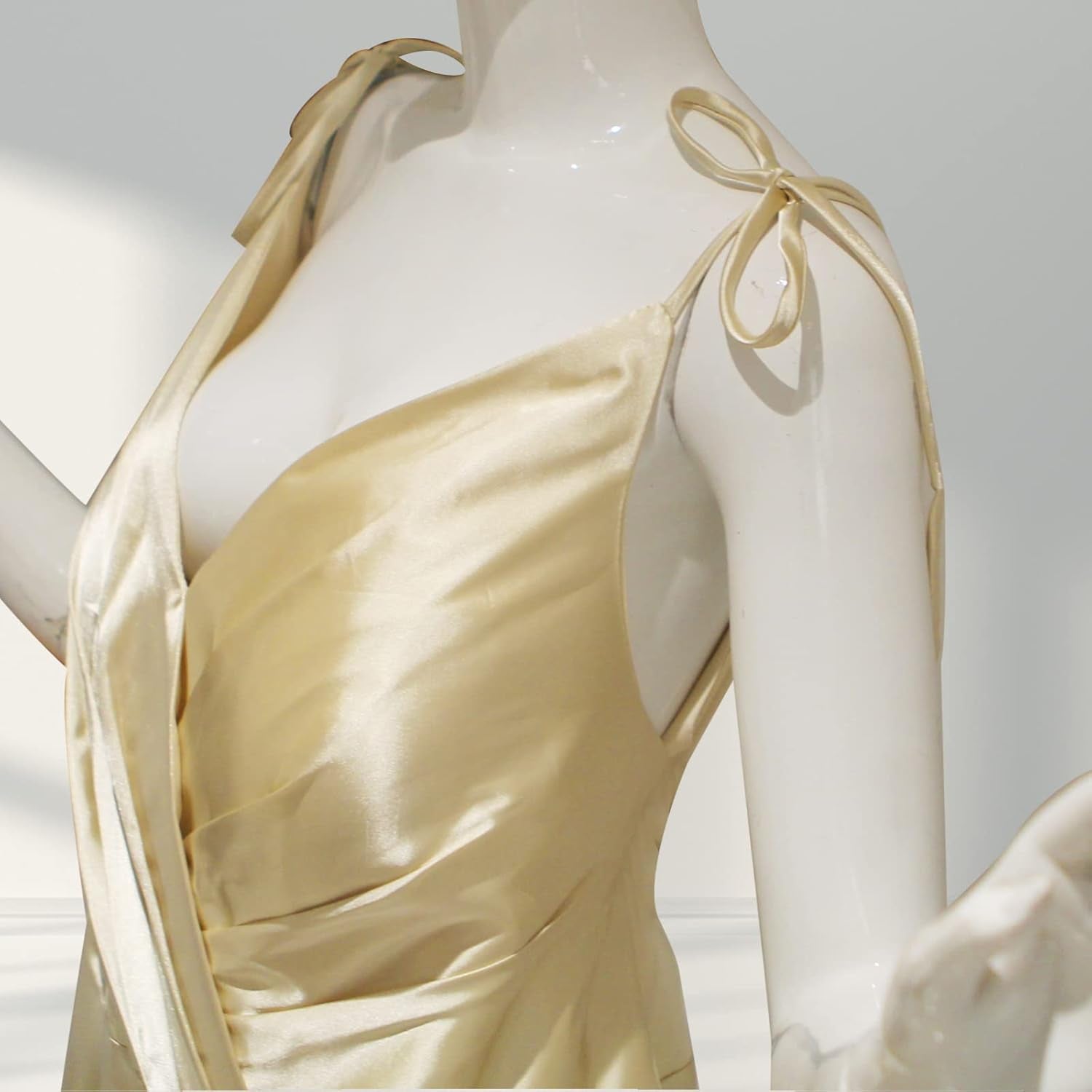 Women'S a Line Spaghetti Strap Wrap Prom Dresses Long Slit Ball Gown Formal Evening Dress with Pockets Navy Blue US8