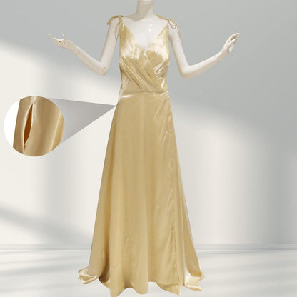 Women'S a Line Spaghetti Strap Wrap Prom Dresses Long Slit Ball Gown Formal Evening Dress with Pockets Navy Blue US8