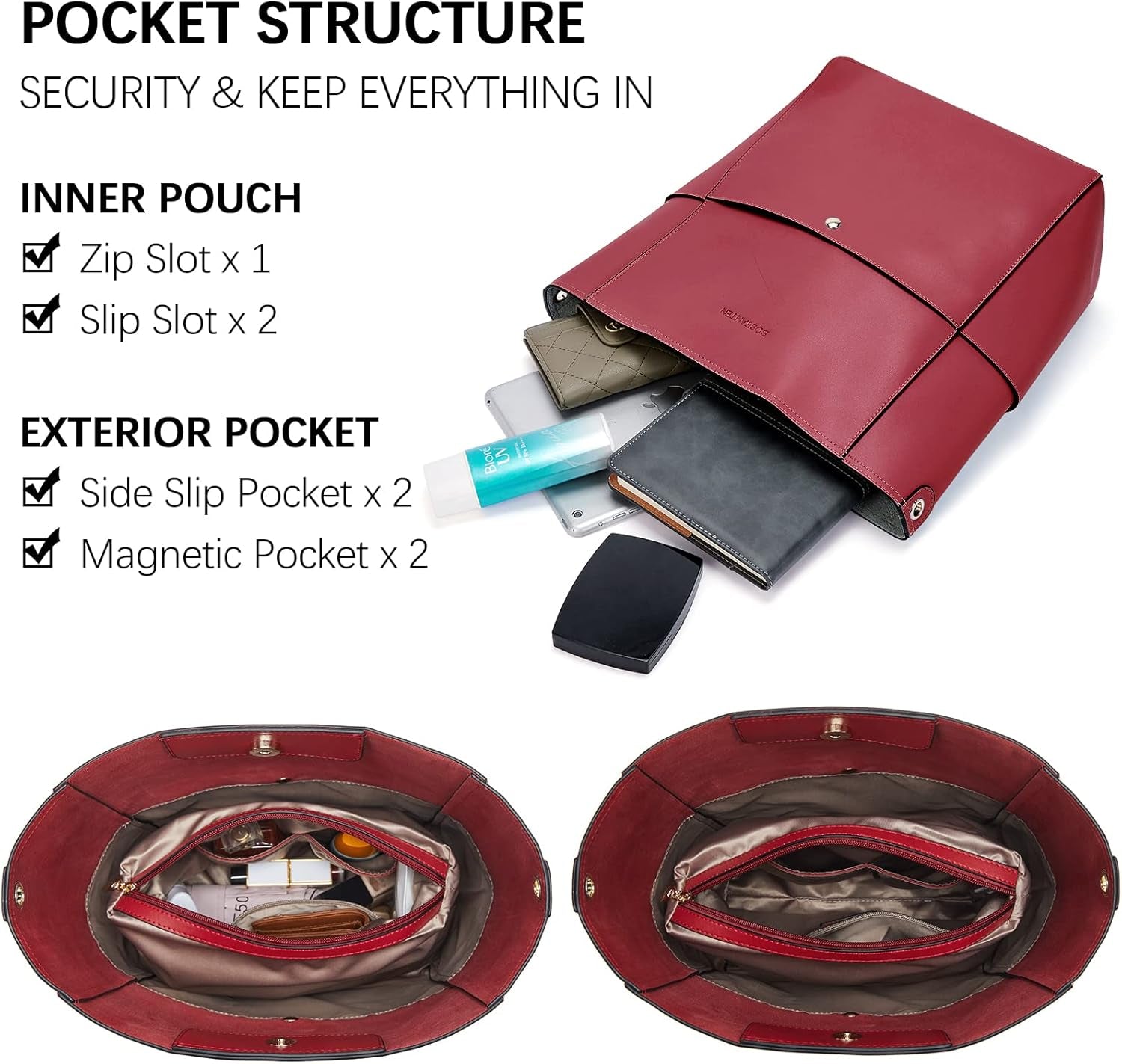 Women'S Leather Designer Handbags Tote Purses Shoulder Bucket Bags