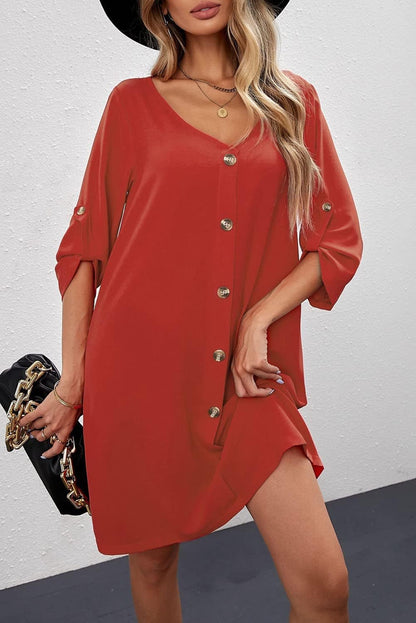 Women Summer Dresses 2024 Strappy Button V Neck Sleeveless Beach Sundress Casual Swing a Line Short Mini Dress