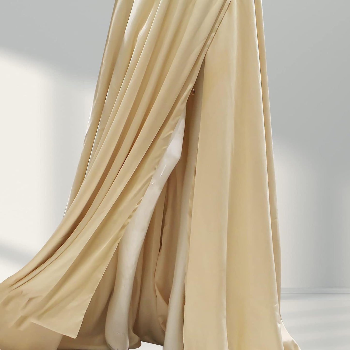 Women'S a Line Spaghetti Strap Wrap Prom Dresses Long Slit Ball Gown Formal Evening Dress with Pockets Navy Blue US8